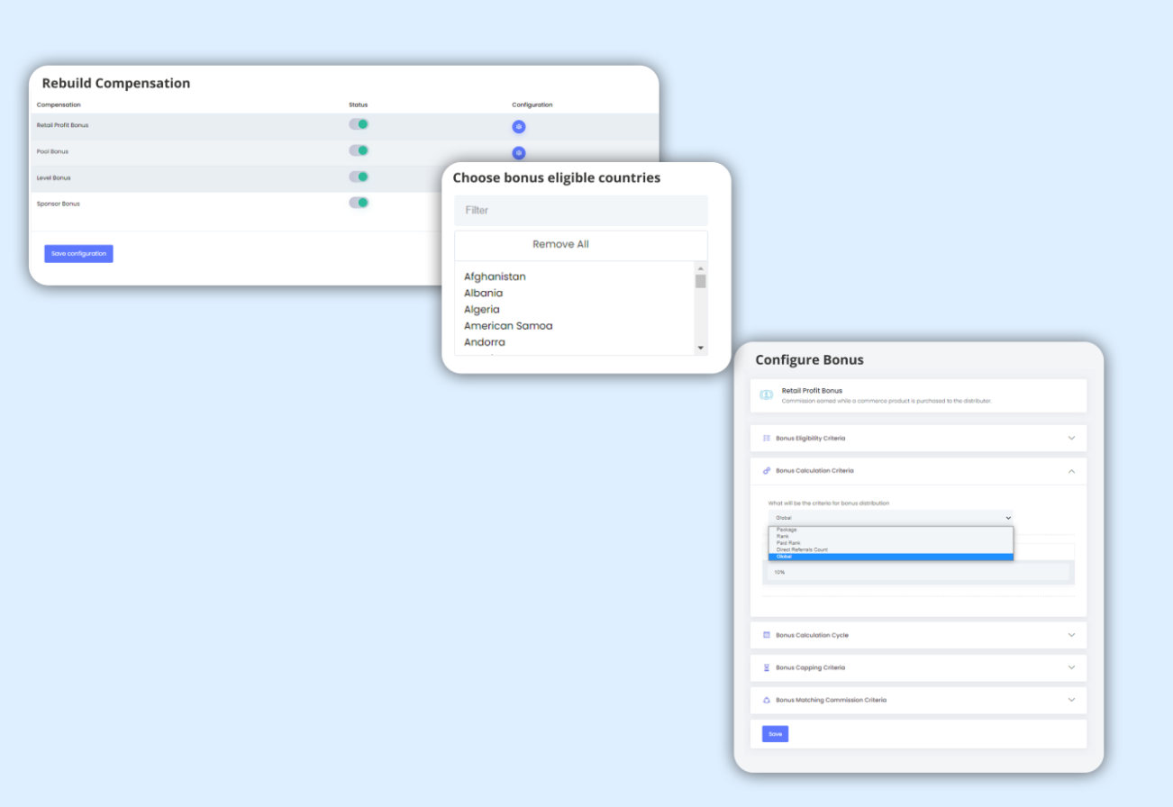 Build compensation plans and bonus criteria