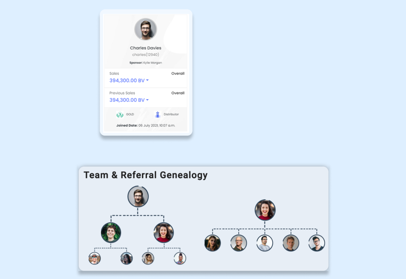 Team genealogy tree visual representation